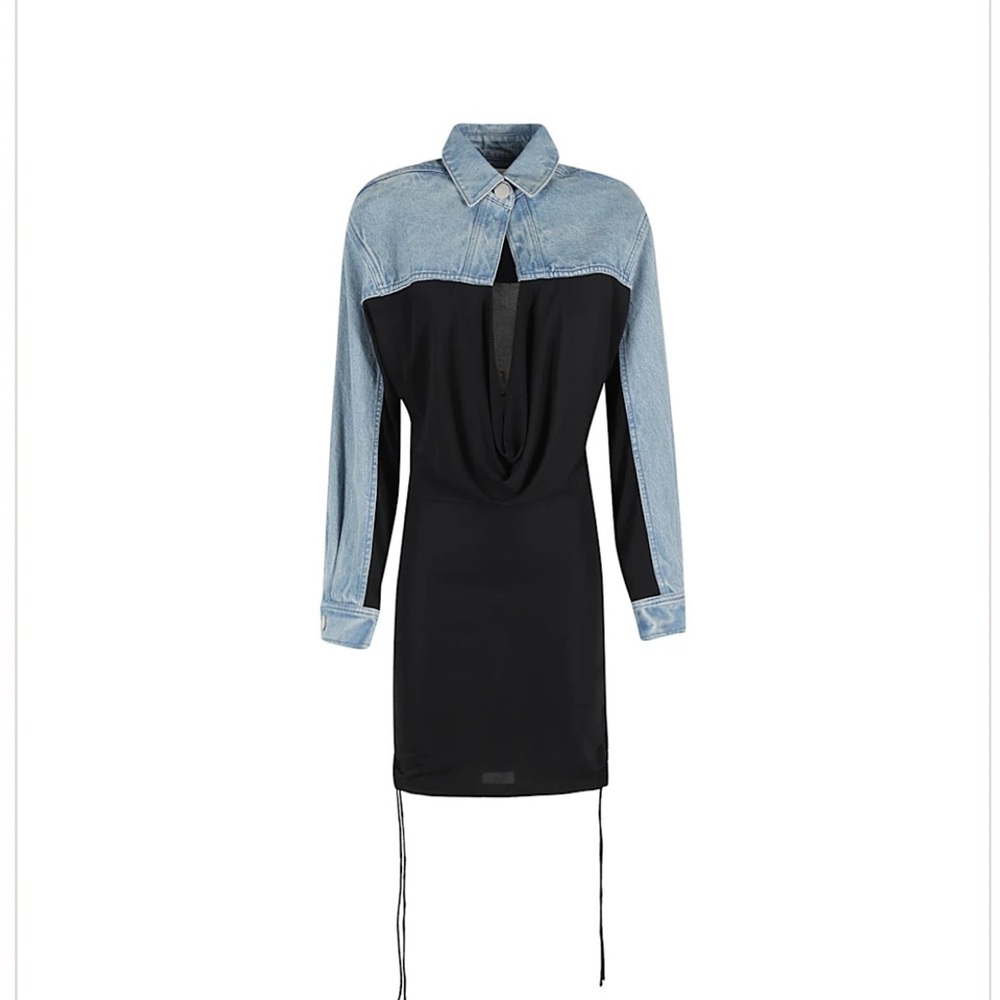 Christopher Esber Black and Denim Long Sleeve Dress